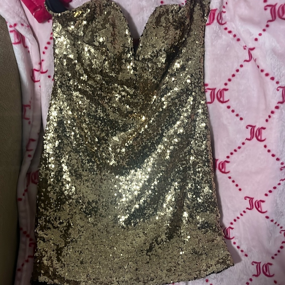 Gold sequin dress tube